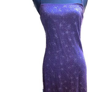 Long Sparkle Purple Spaghetti Strap Formal Dress